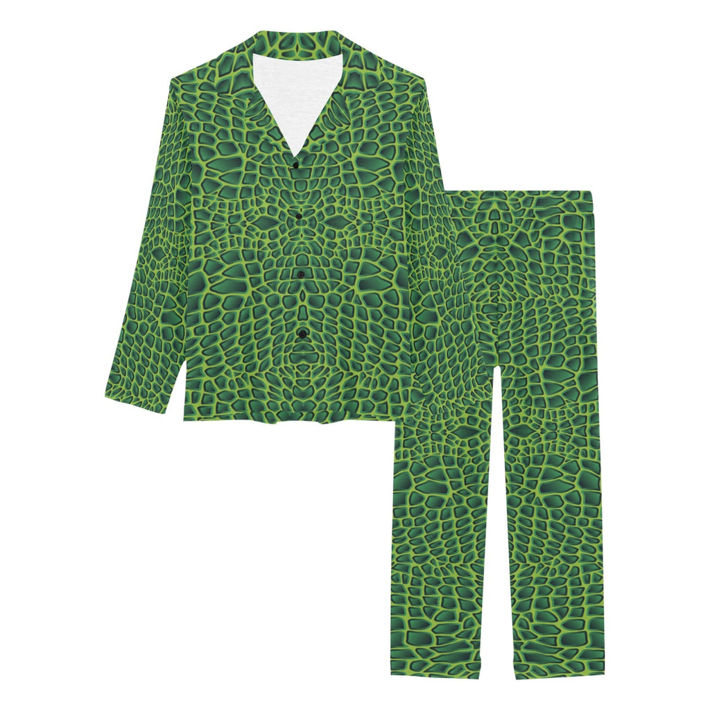 Crocodile Skin Printed Women's Long Pajama Set