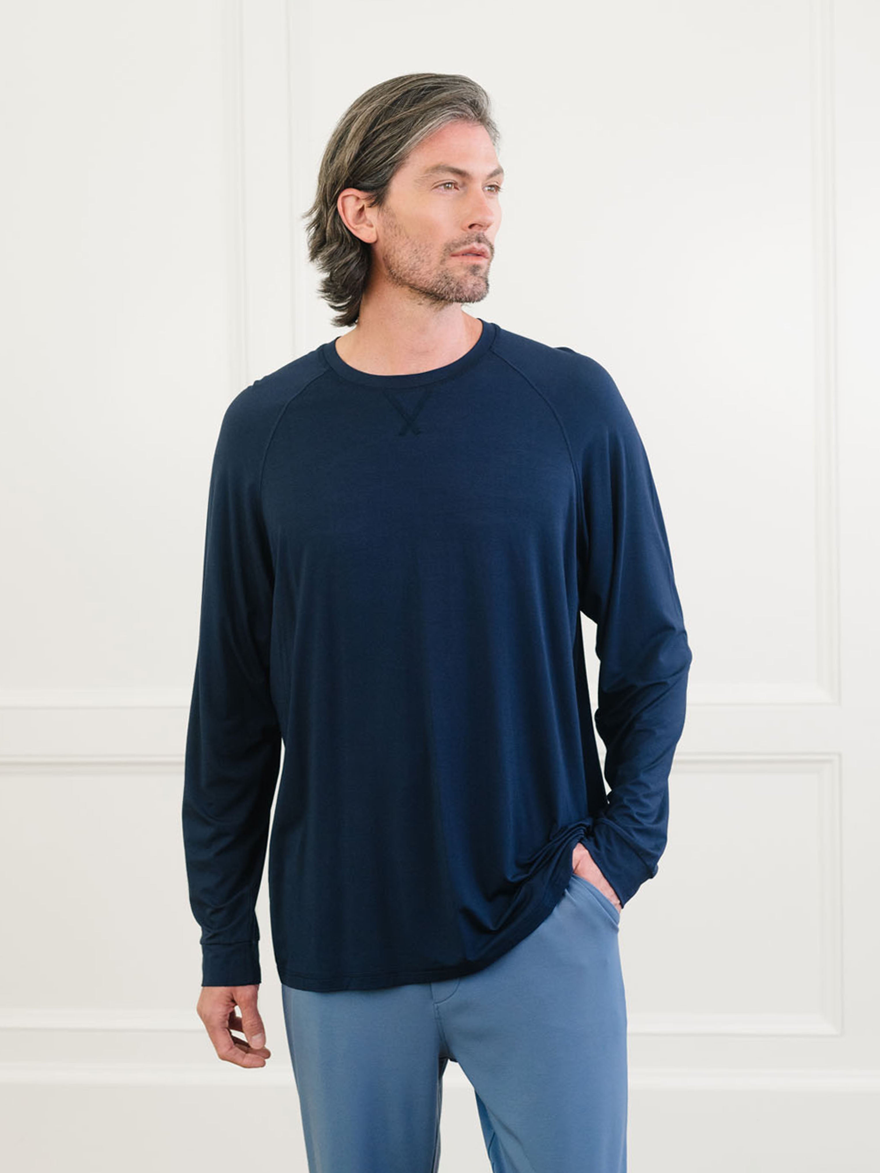 Men's Bamboo Stretch-Knit Long Sleeve Pajama Set