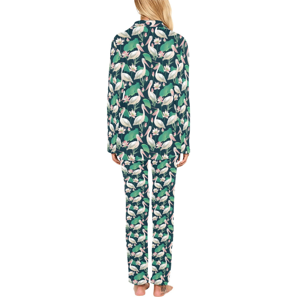 Pelican Pattern Print Design 03 Women's Long Pajama Set