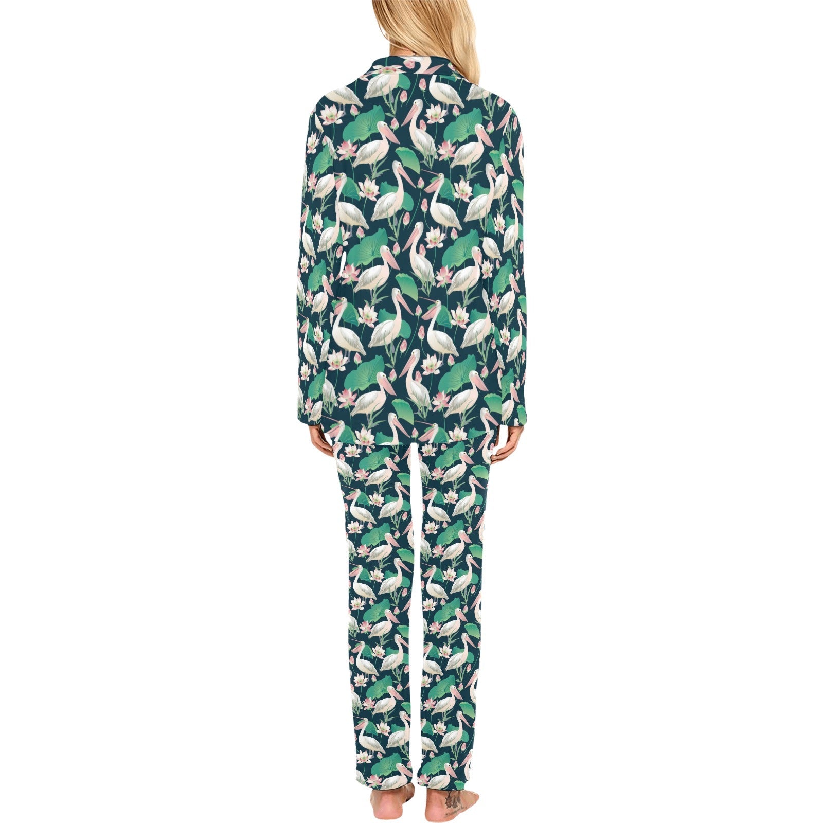 Pelican Pattern Print Design 03 Women's Long Pajama Set