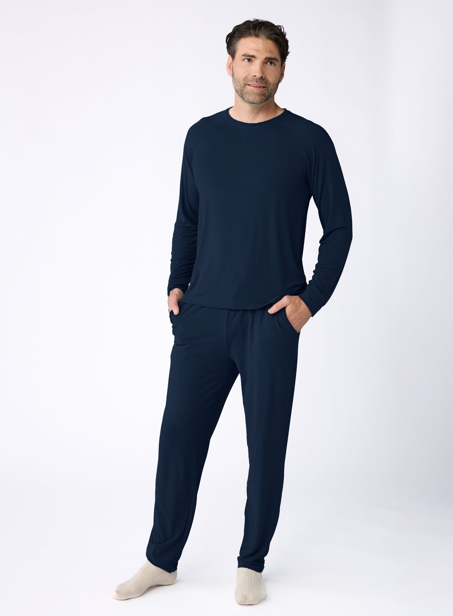Men's Bamboo Stretch-Knit Long Sleeve Pajama Set