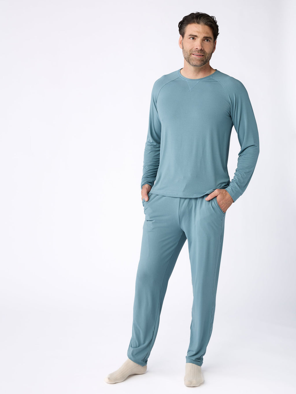 Men's Bamboo Stretch-Knit Long Sleeve Pajama Set