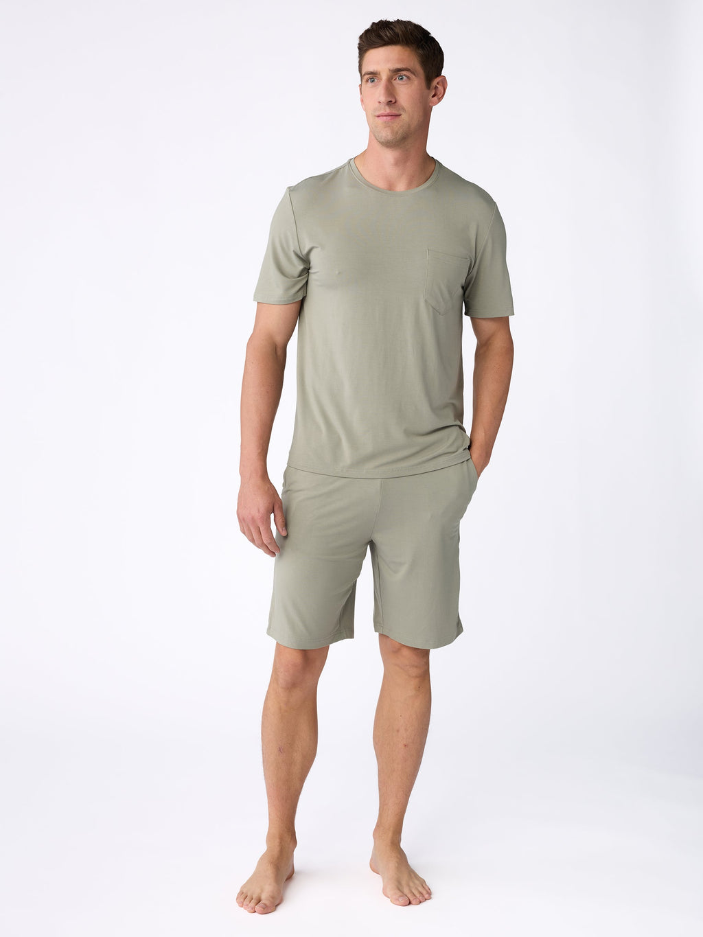Men's Bamboo Stretch-Knit Short Sleeve Pajama Set