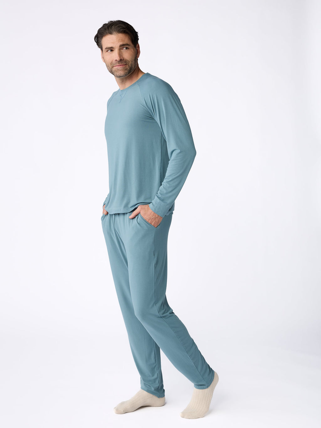 Men's Bamboo Stretch-Knit Long Sleeve Pajama Set