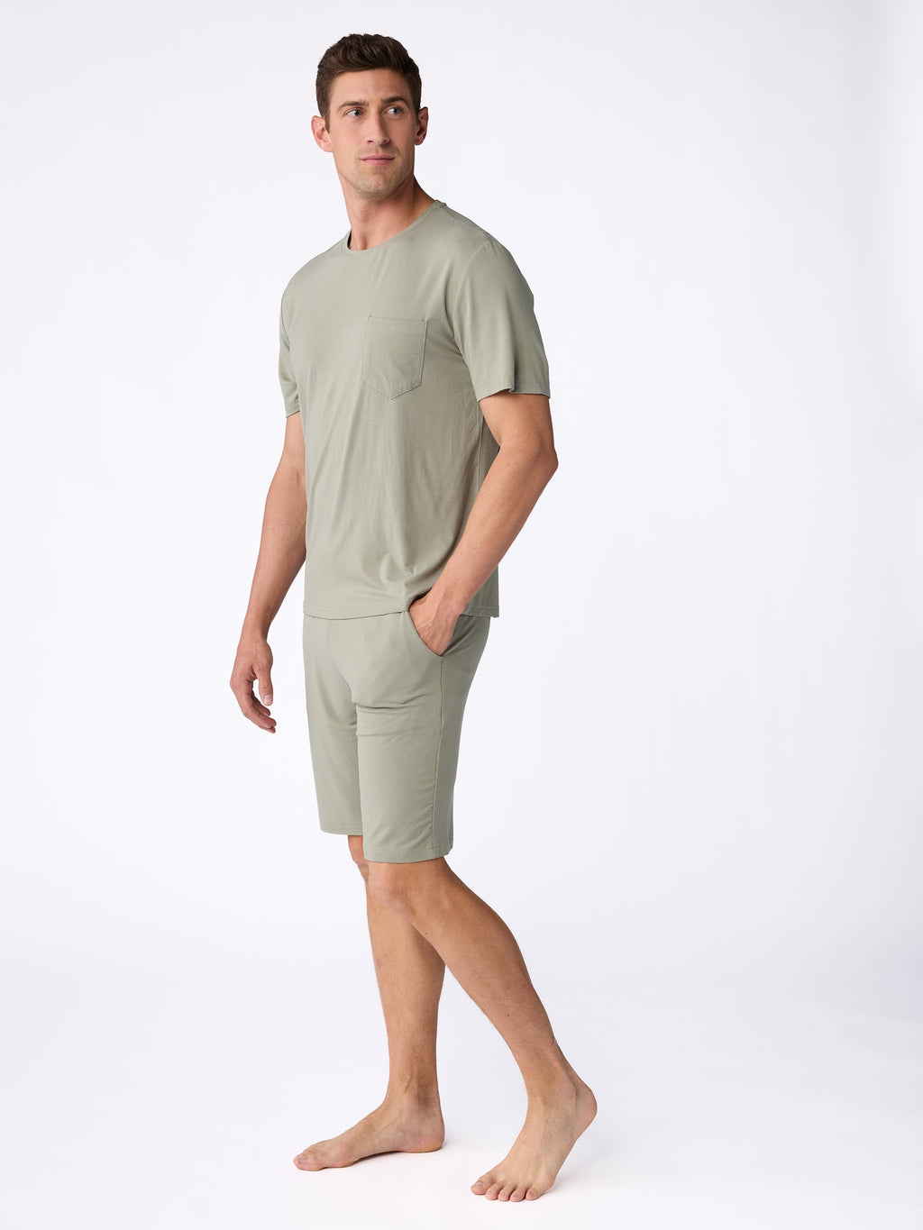Men's Bamboo Stretch-Knit Short Sleeve Pajama Set