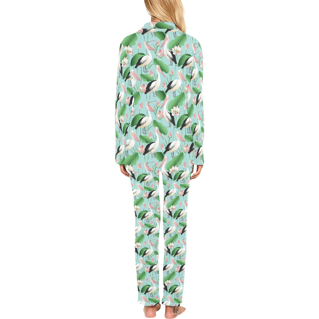 Pelican Pattern Print Design 01 Women's Long Pajama Set