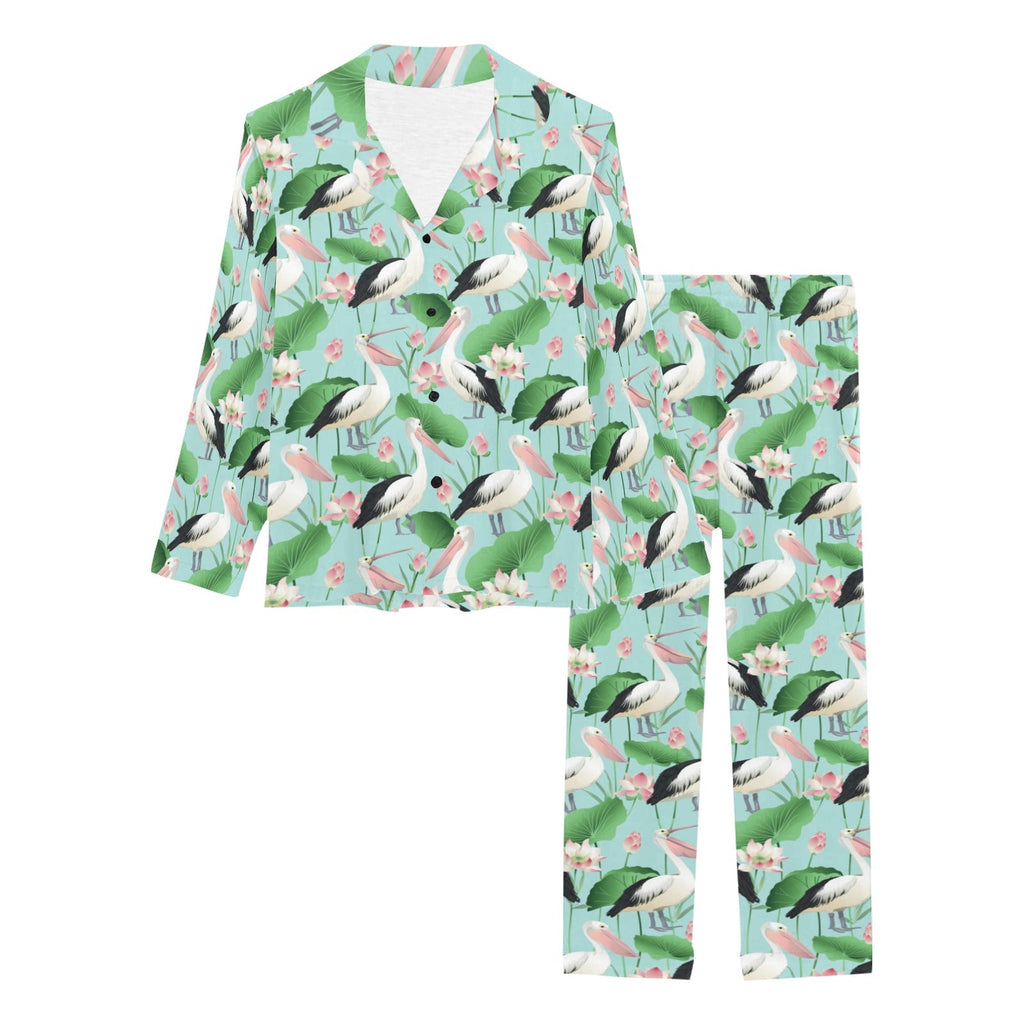 Pelican Pattern Print Design 01 Women's Long Pajama Set