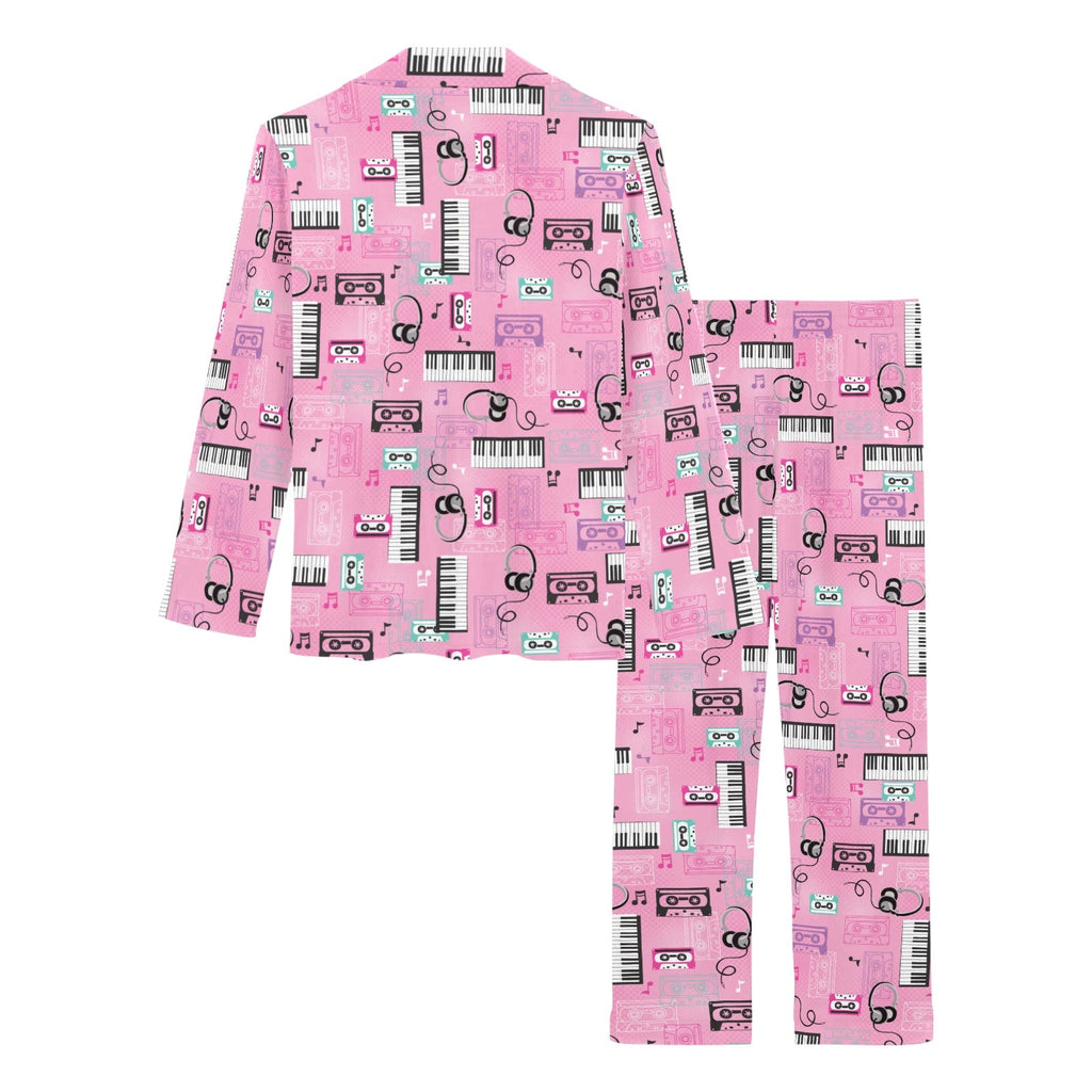 Piano Pattern Print Design 01 Women's Long Pajama Set