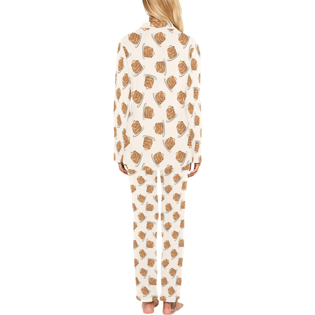 Pancake Pattern Print Design 01 Women's Long Pajama Set