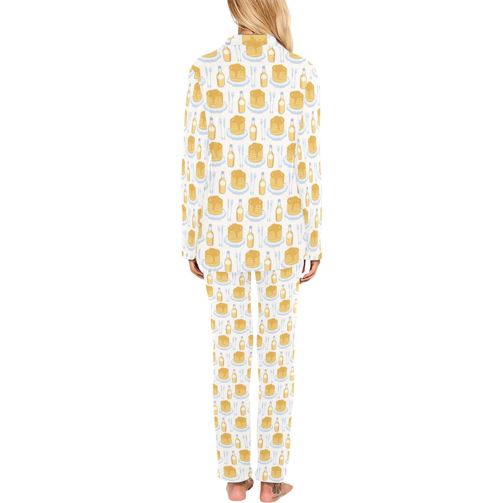 Pancake Pattern Print Design 05 Women's Long Pajama Set