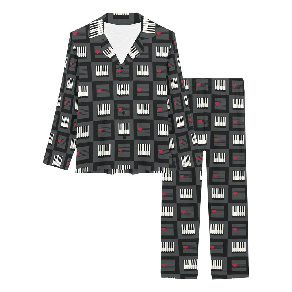 Piano Pattern Print Design 05 Women's Long Pajama Set