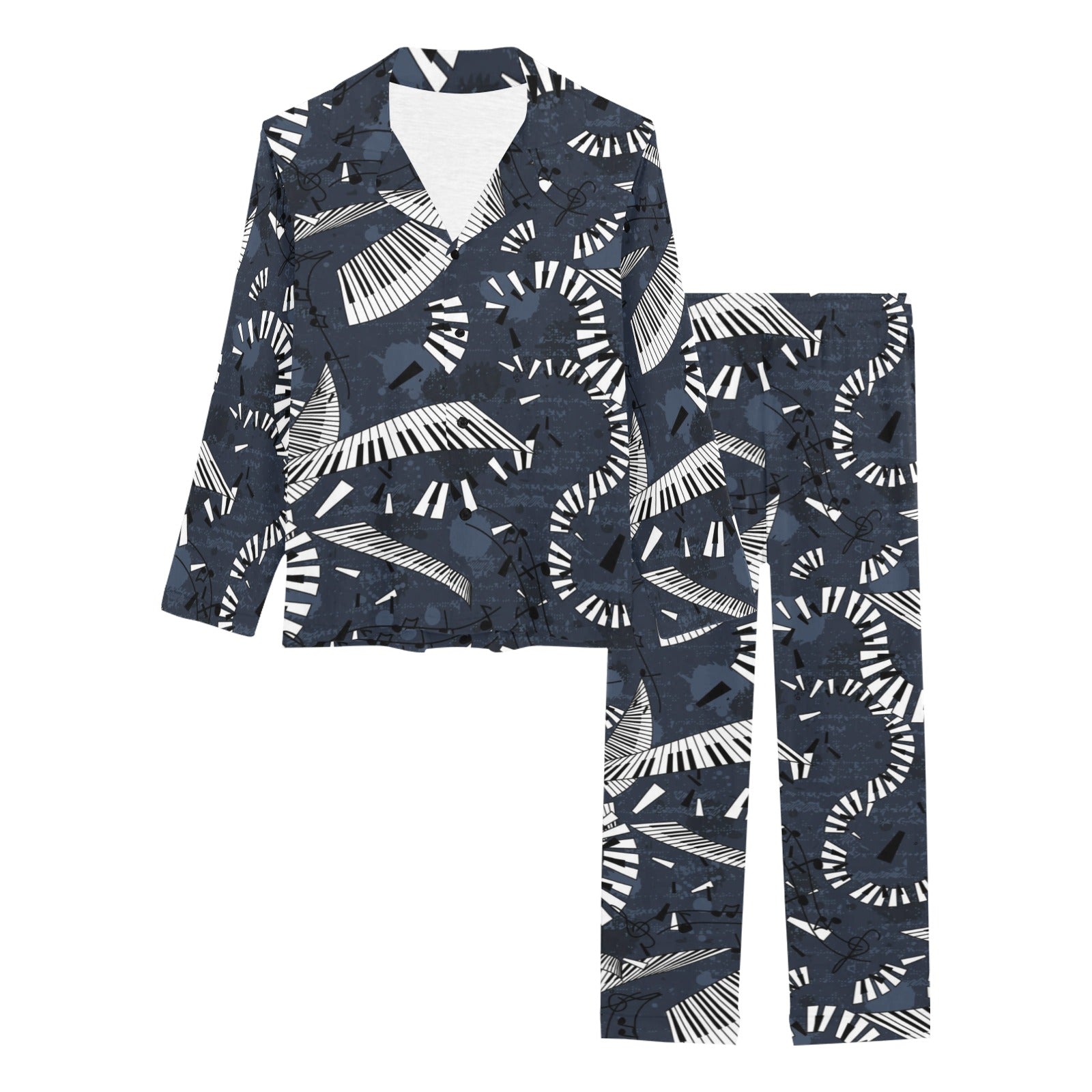 Piano Pattern Print Design 02 Women's Long Pajama Set
