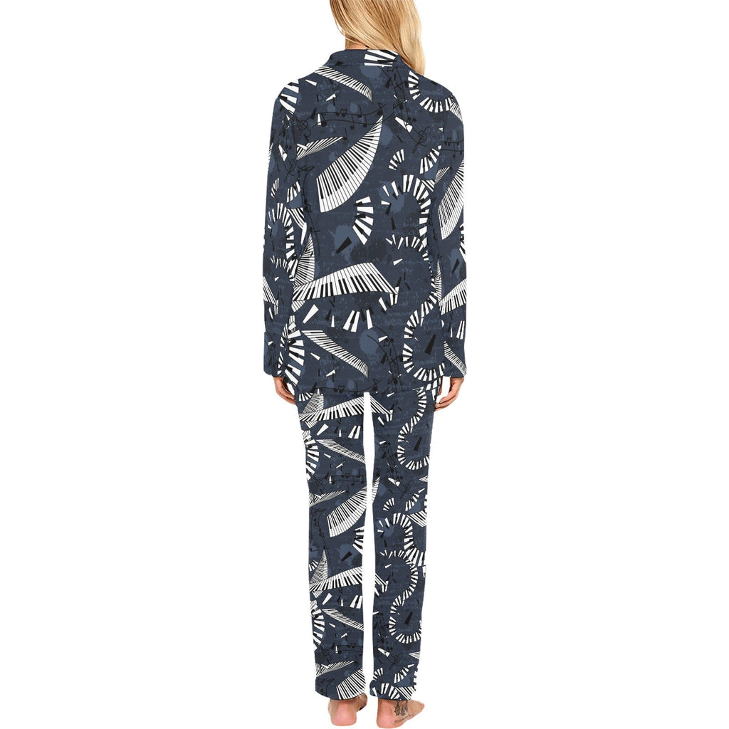 Piano Pattern Print Design 02 Women's Long Pajama Set
