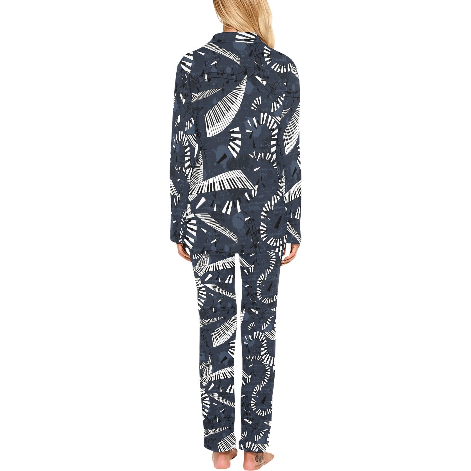 Piano Pattern Print Design 02 Women's Long Pajama Set