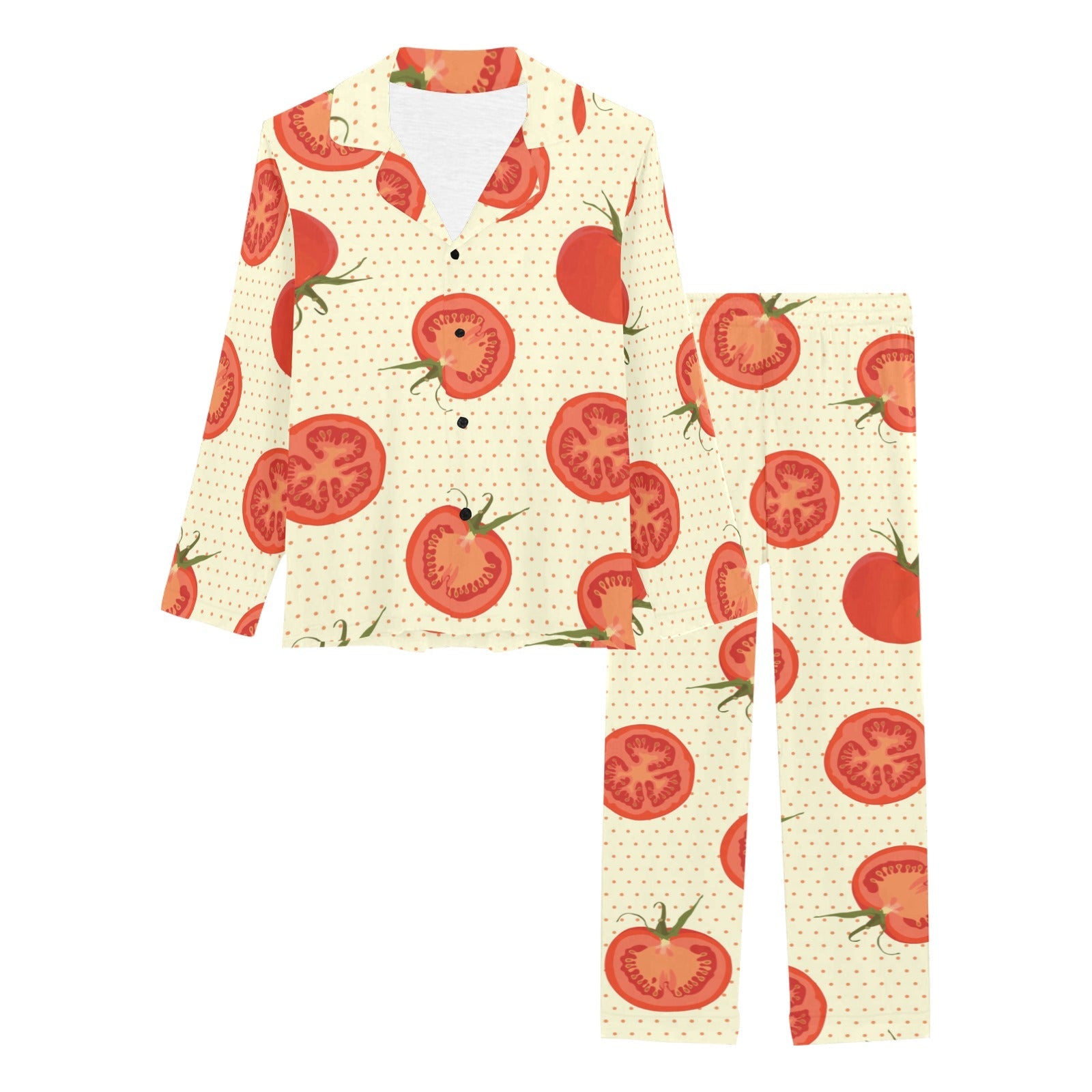 Tomato dot background Women's Long Pajama Set
