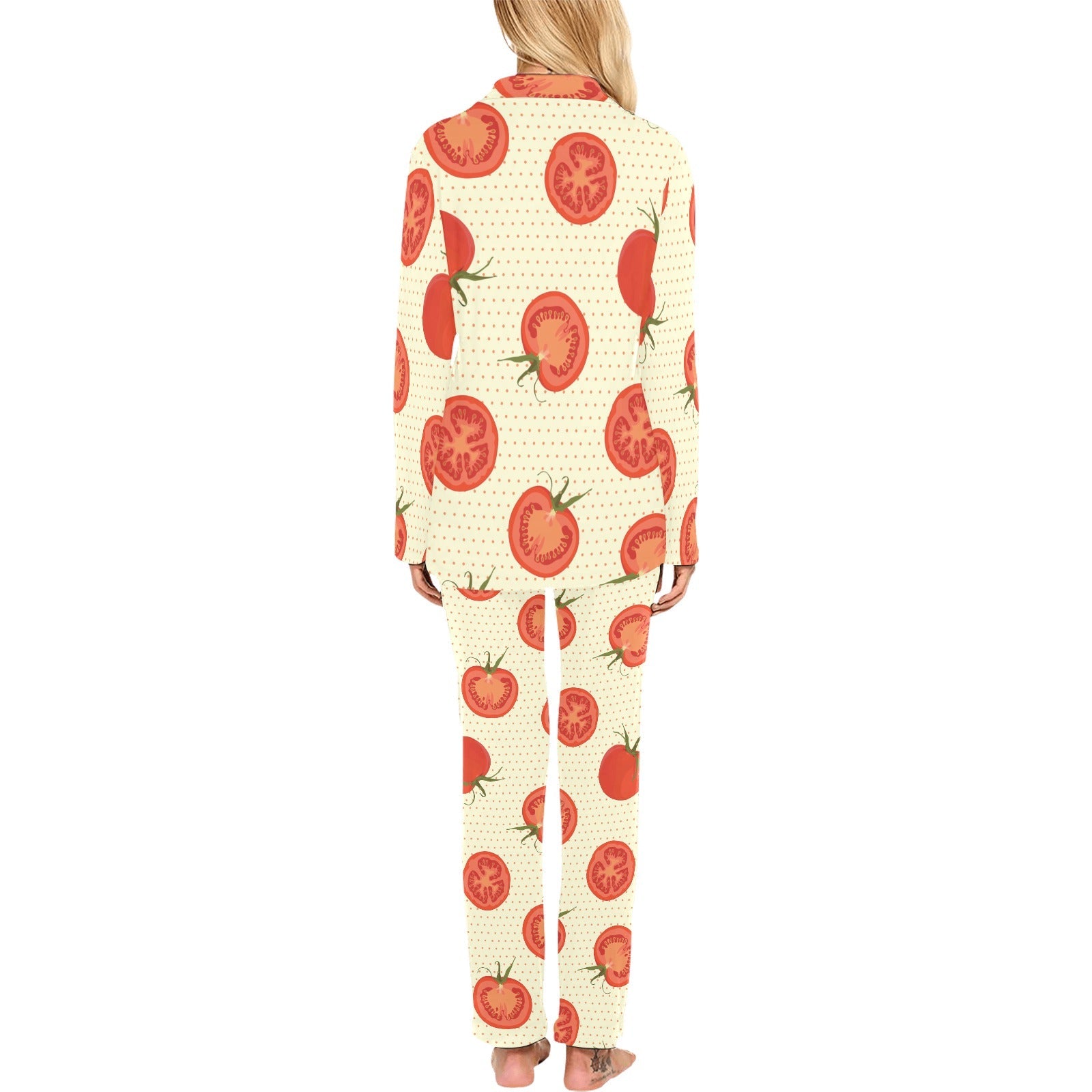 Tomato dot background Women's Long Pajama Set