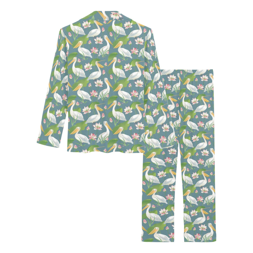 Pelican Pattern Print Design 04 Women's Long Pajama Set