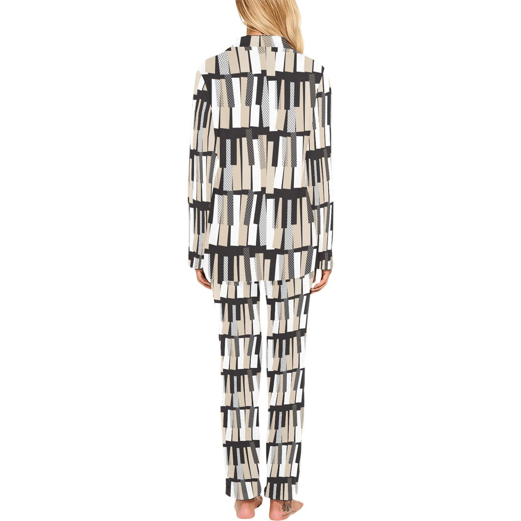 Piano Pattern Print Design 04 Women's Long Pajama Set