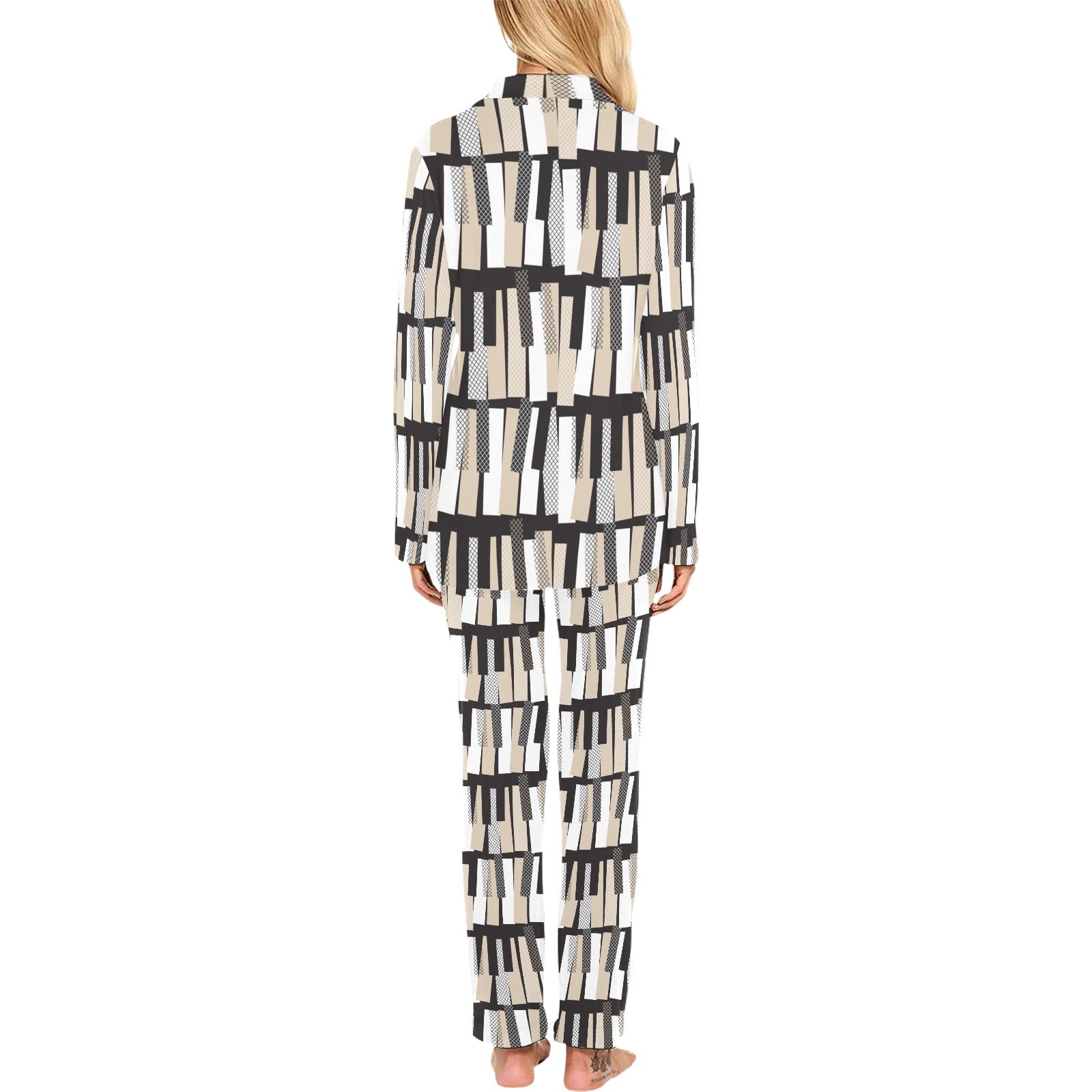 Piano Pattern Print Design 04 Women's Long Pajama Set