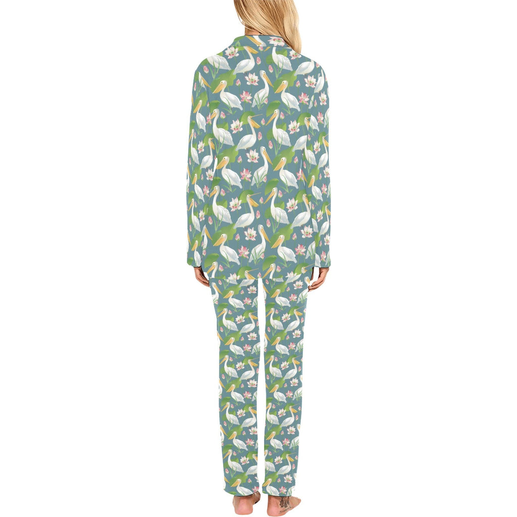 Pelican Pattern Print Design 04 Women's Long Pajama Set
