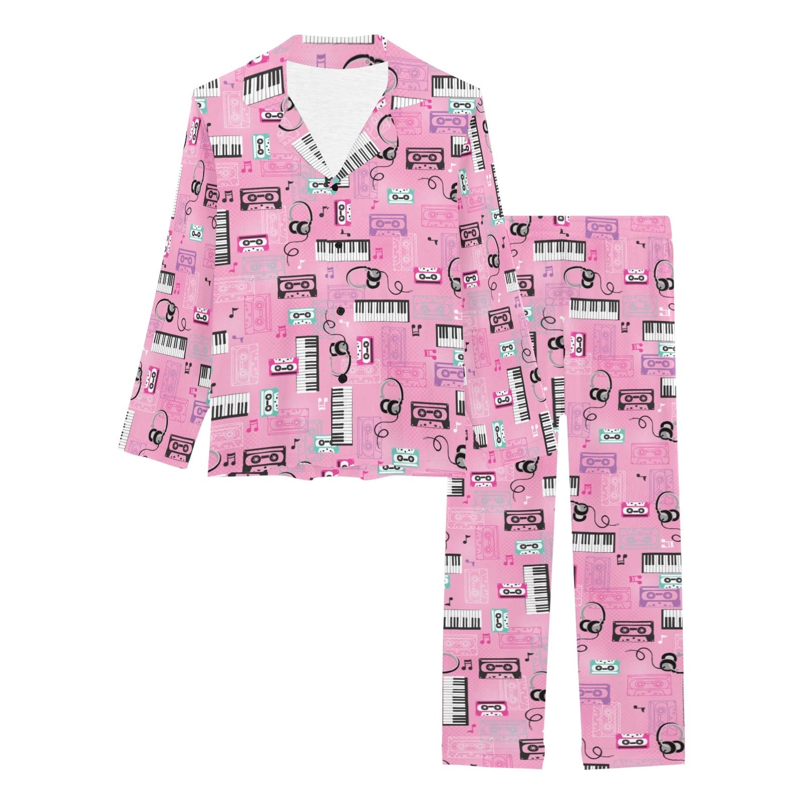 Piano Pattern Print Design 01 Women's Long Pajama Set