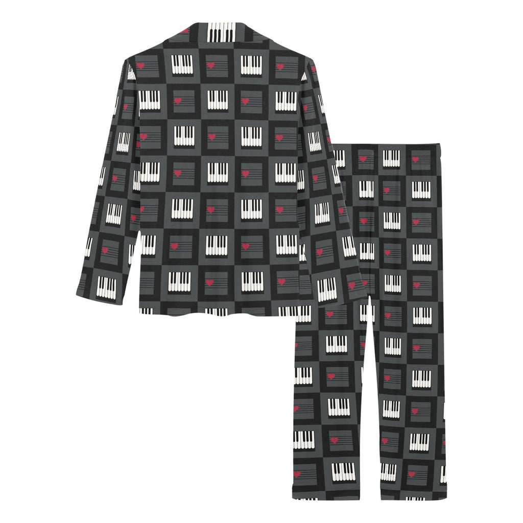 Piano Pattern Print Design 05 Women's Long Pajama Set