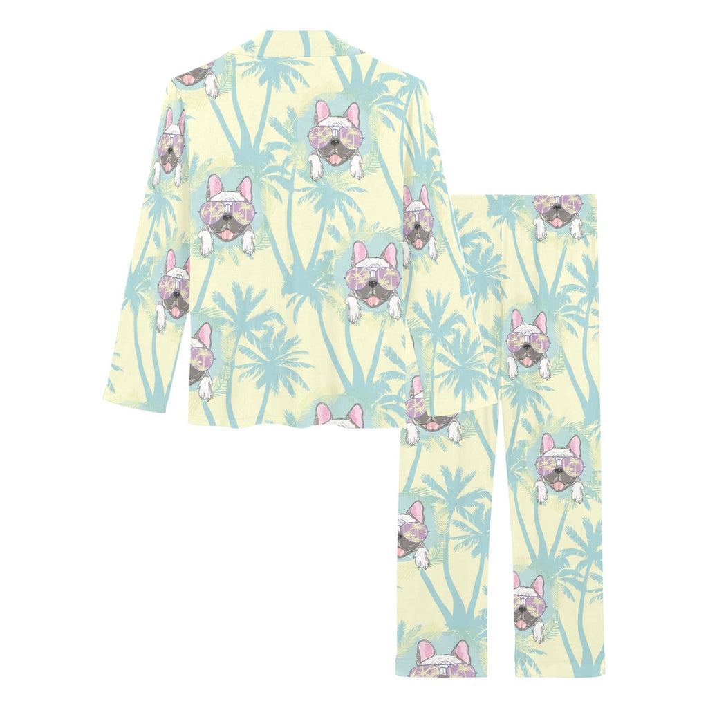 French bulldog hawaii blackground Women's Long Pajama Set