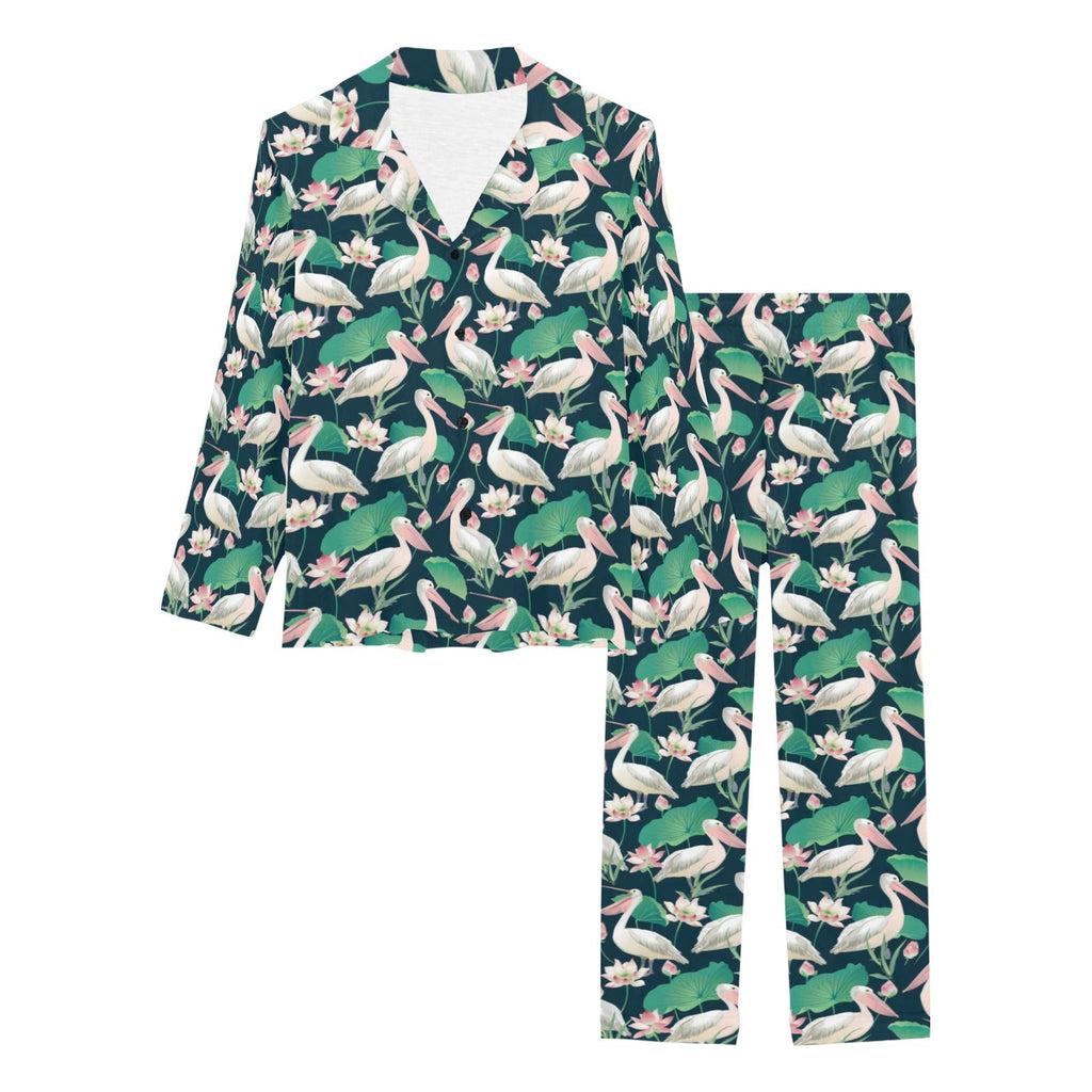 Pelican Pattern Print Design 03 Women's Long Pajama Set