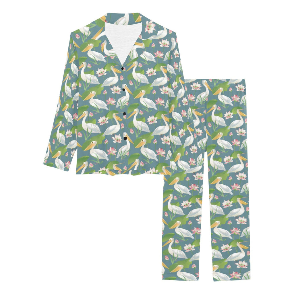 Pelican Pattern Print Design 04 Women's Long Pajama Set