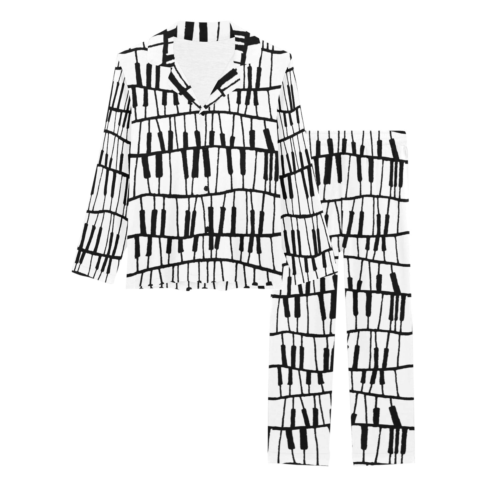 Piano Pattern Print Design 03 Women's Long Pajama Set