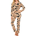 Dachshund floral background Women's Long Pajama Set