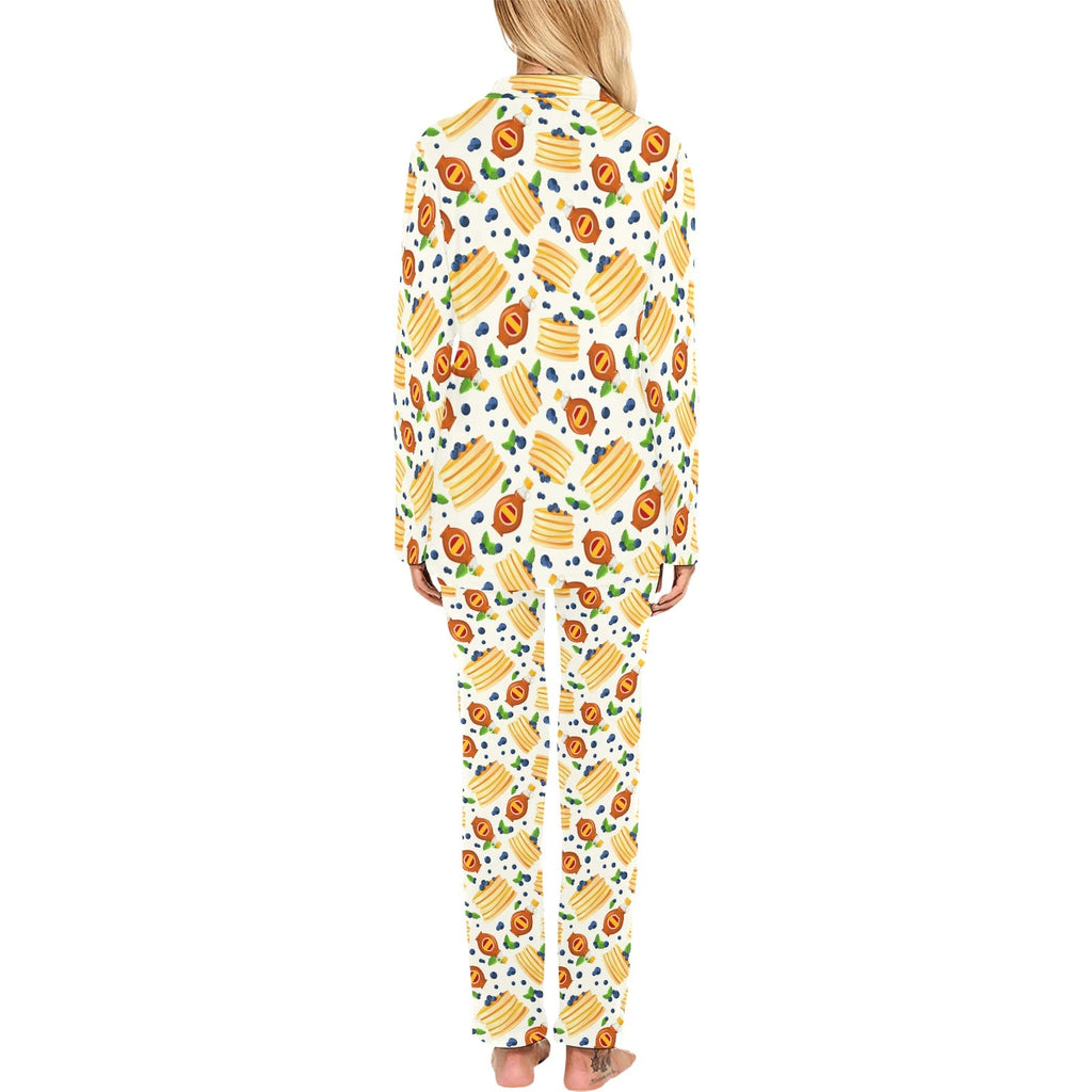 Pancake Pattern Print Design 02 Women's Long Pajama Set