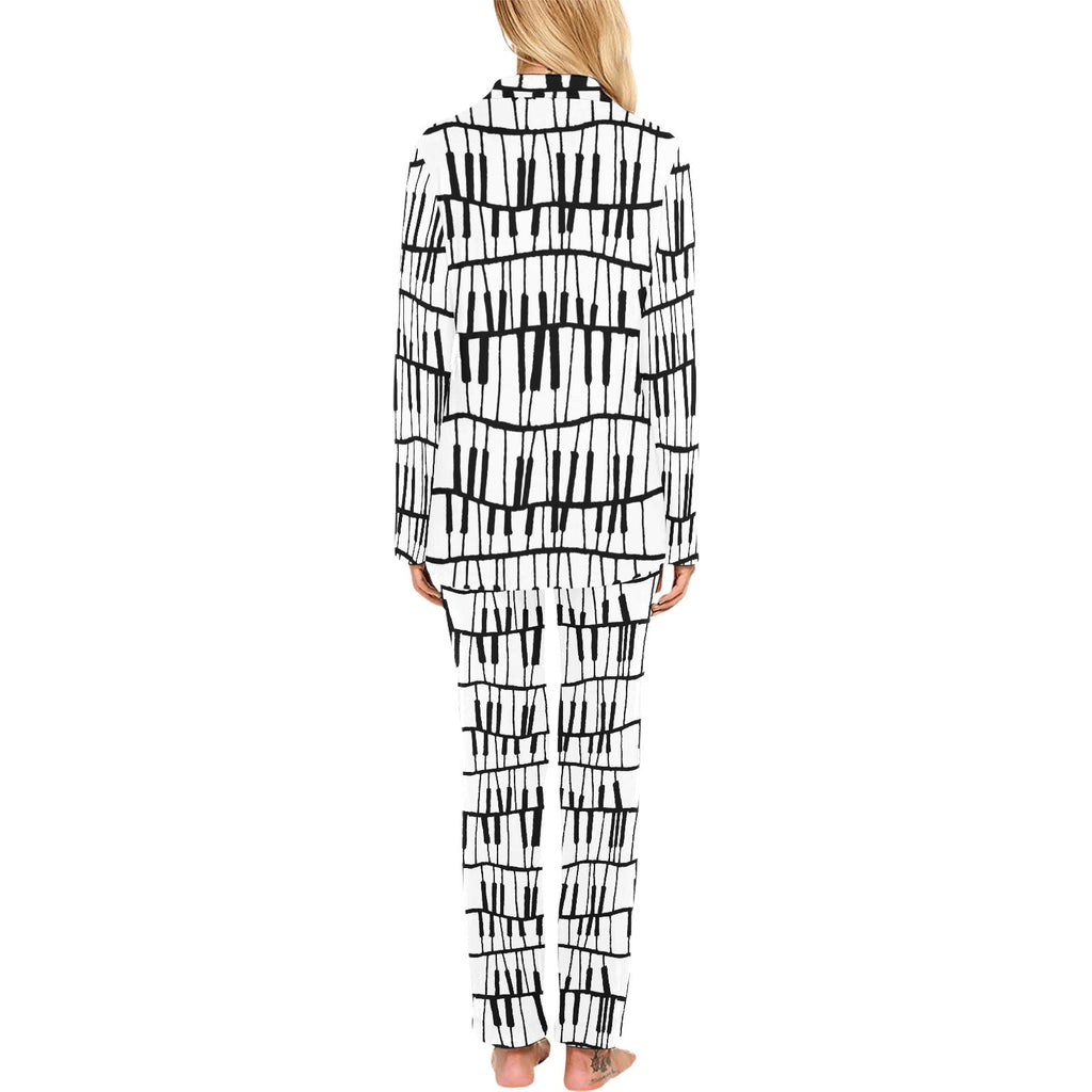 Piano Pattern Print Design 03 Women's Long Pajama Set