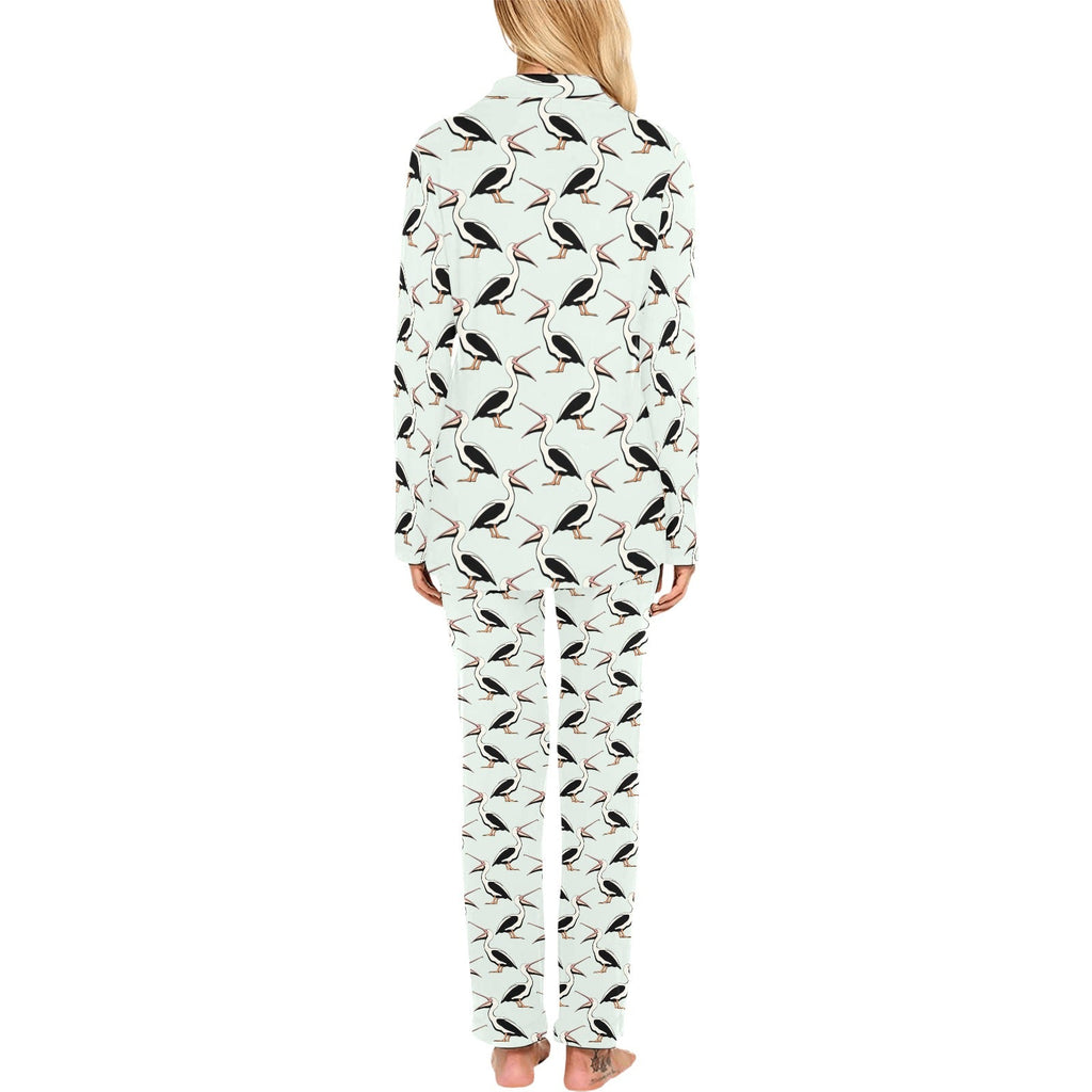 Pelican Pattern Print Design 02 Women's Long Pajama Set