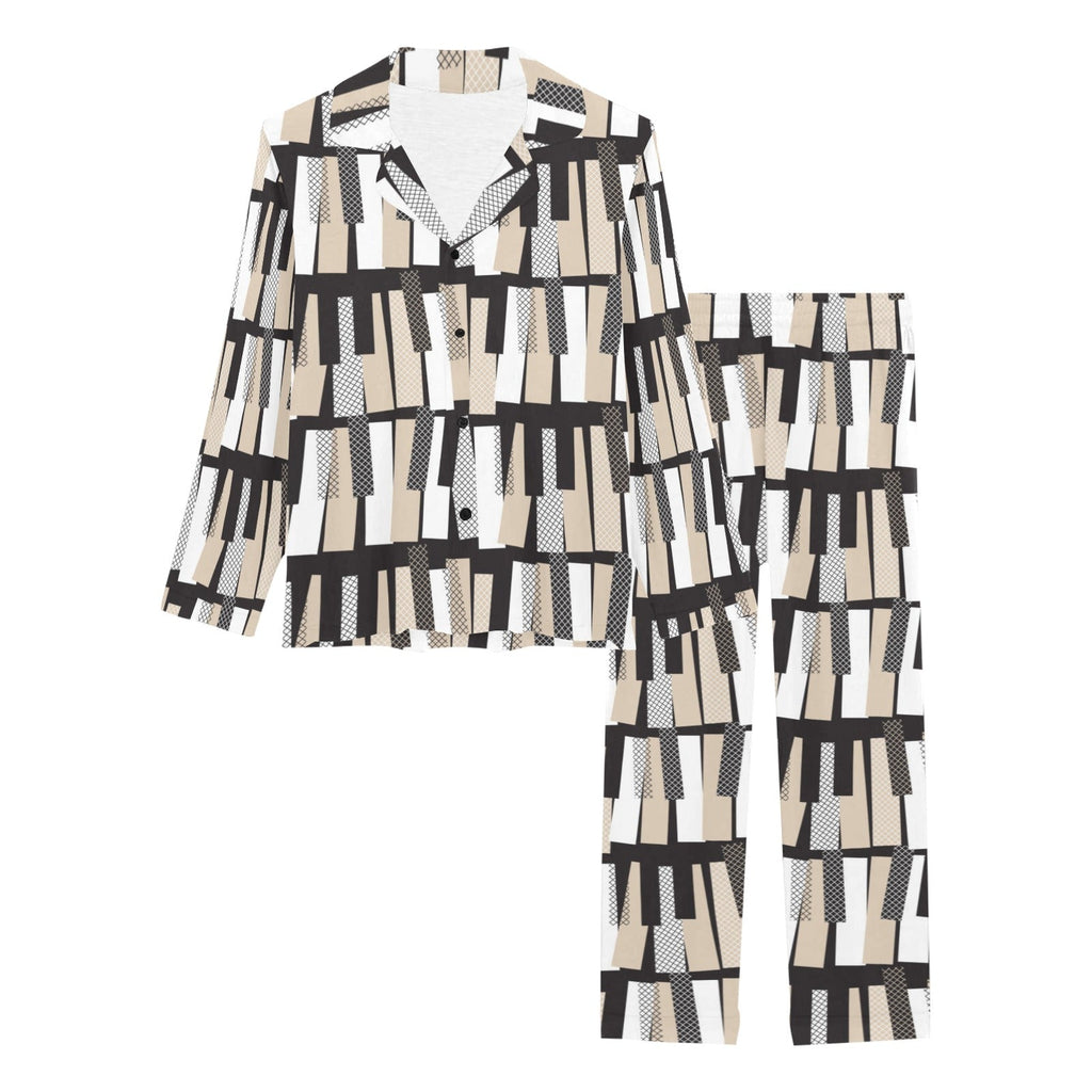Piano Pattern Print Design 04 Women's Long Pajama Set