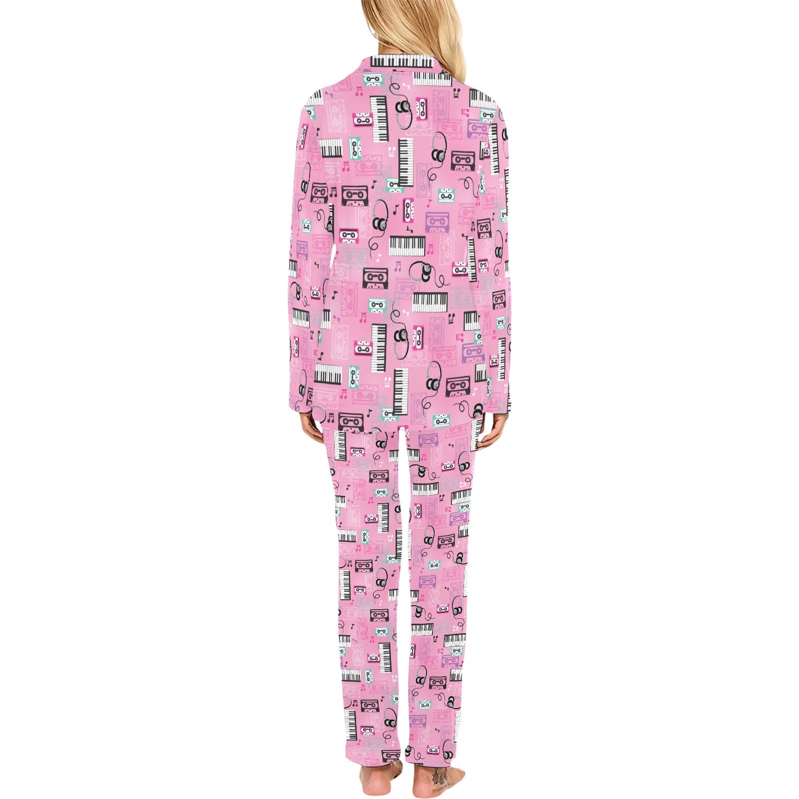 Piano Pattern Print Design 01 Women's Long Pajama Set